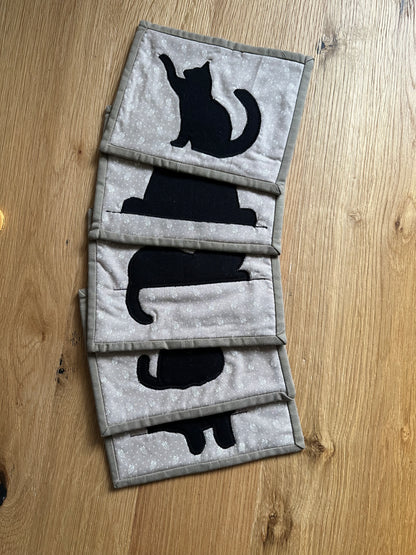 Lap Cats Mug Rug - Set of 4 + Bonus Cat | Beginner Sewing Pattern PDF | Appliqué | Scrap Friendly