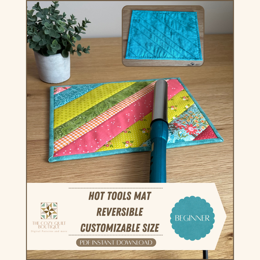 Hot Tools Mat Sewing Pattern PDF | Curling Iron & Flat Iron Heat Resistant Mat | Hair Tool Travel Mat | Easy PDF Pattern Instant Download